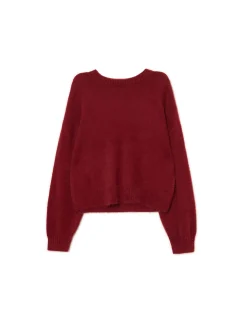 Bordowy gładki sweter