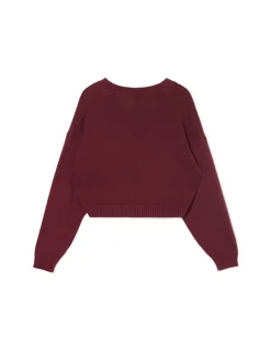 Bordowy kardigan z agrafkami