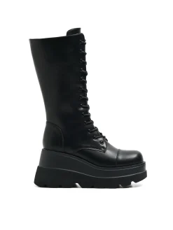 Botki z imitacji skóry na platformie