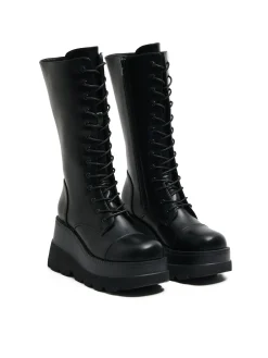 Botki z imitacji skóry na platformie