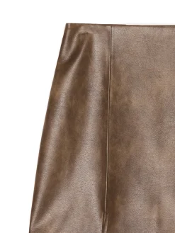 Brązowa spódniczka mini z imitacji skóry