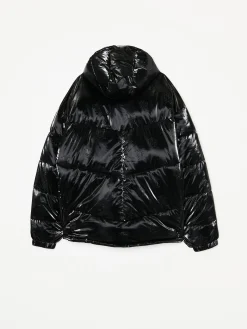 Błyszcząca kurtka puffer z kapturem