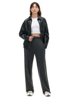 Ciemnoszare spodnie wide leg