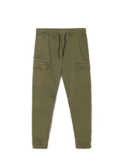 Ciemnozielone joggery basic z kieszeniami cargo