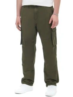 Ciemnozielone spodnie comfort z paskiem