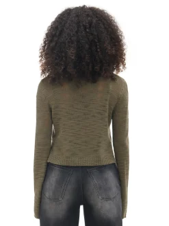 Ciemnozielony krótki sweter