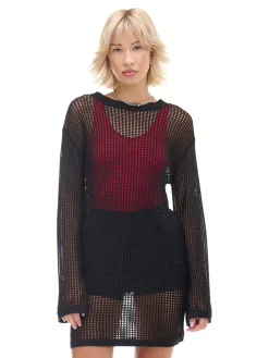 Czarna ażurowa sukienka