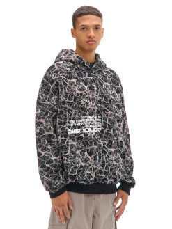 Czarna bluza hoodie z nadrukiem all over