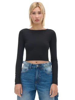 Czarna bluzka longsleeve z wiskozą