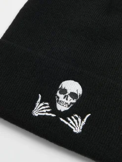 Czarna czapka beanie z kościotrupem