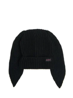 Czarna czapka z uszami królika