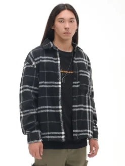 Czarna flanelowa koszula z domieszką wełny