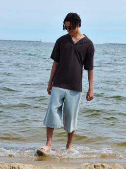 Czarna gładka koszulka polo