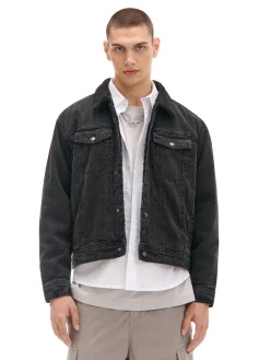 Czarna jeansowa kurtka sherpa