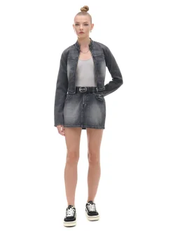 Czarna jeansowa spódnica mini