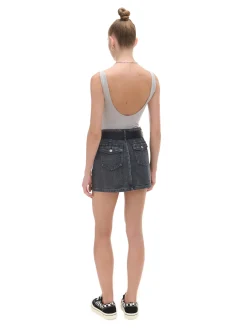 Czarna jeansowa spódnica mini