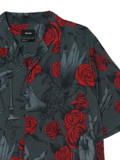 Czarna koszula z motywem róż