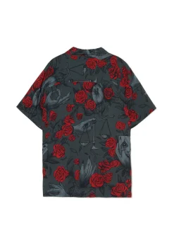 Czarna koszula z motywem róż