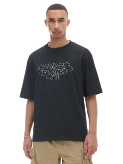 Czarna koszulka z haftem i sloganem