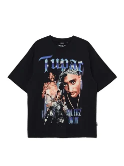 Czarna koszulka z nadrukiem Tupac