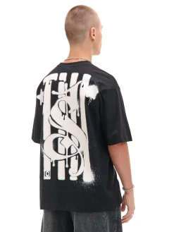 Czarna koszulka z nadrukiem po obu stronach