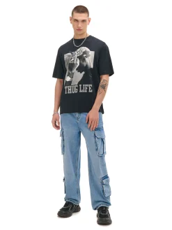 Czarna koszulka z nadrukiem Tupac Shakur
