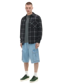 Czarna kraciasta koszula z domieszką wełny