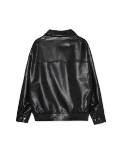 Czarna kurtka bomber ze sztucznej skóry