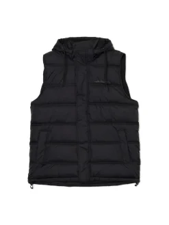 Czarna pikowana kamizelka z kapturem