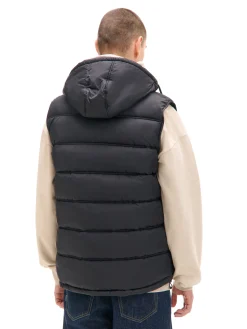 Czarna pikowana kamizelka z kapturem