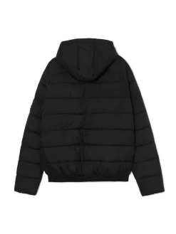 Czarna pikowana kurtka z kapturem