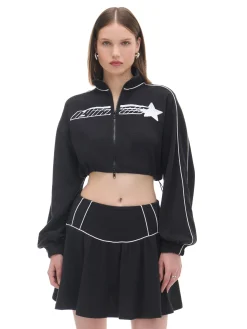 Czarna rozpinana bluza crop