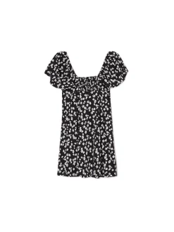 Czarna sukienka mini w stokrotki