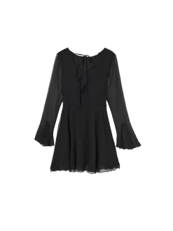 Czarna sukienka mini z falbanami