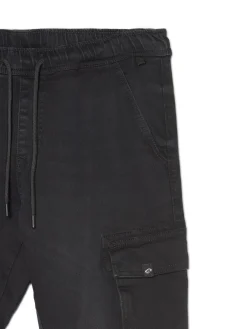 Czarne jeansowe joggery cargo