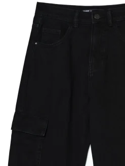 Czarne jeansowe joggery cargo