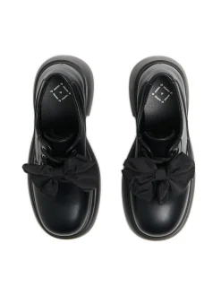 Czarne loafersy z kokardami