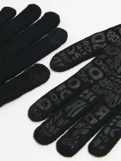 Czarne rękawiczki z napisami