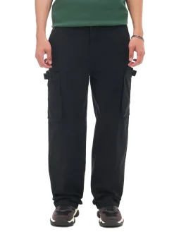 Czarne spodnie loose z regulacją