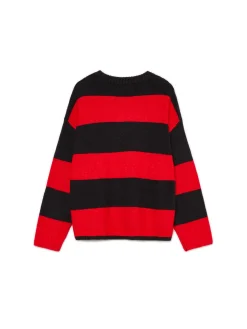 Czarno-czerwony sweter w paski