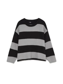 Czarno-szary sweter w paski