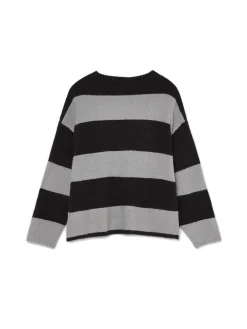 Czarno-szary sweter w paski