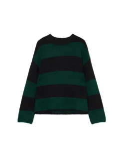 Czarno-zielony sweter w paski