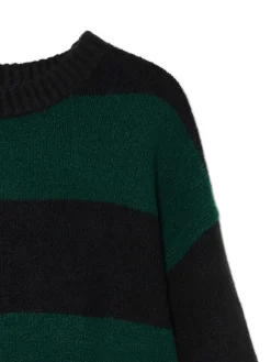 Czarno-zielony sweter w paski