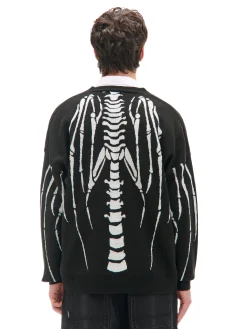 Czarny kardigan z motywem kości