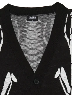 Czarny kardigan z motywem kości