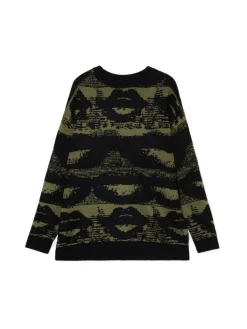 Czarny sweter z artystycznym nadrukiem