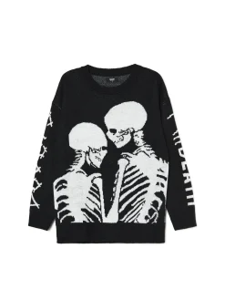 Czarny sweter z motywem kościotrupów