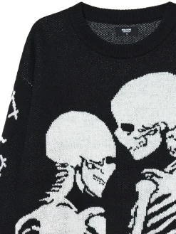 Czarny sweter z motywem kościotrupów