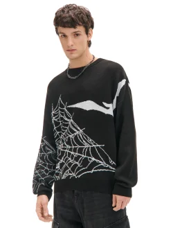 Czarny sweter z pająkiem